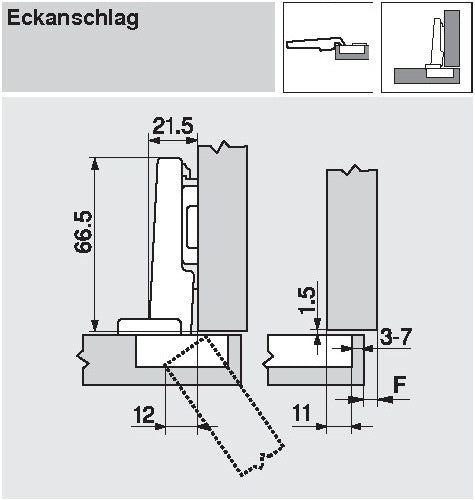 Blum clip top 110° topfband blumotion-dämpfung eckanschlag 71B3550