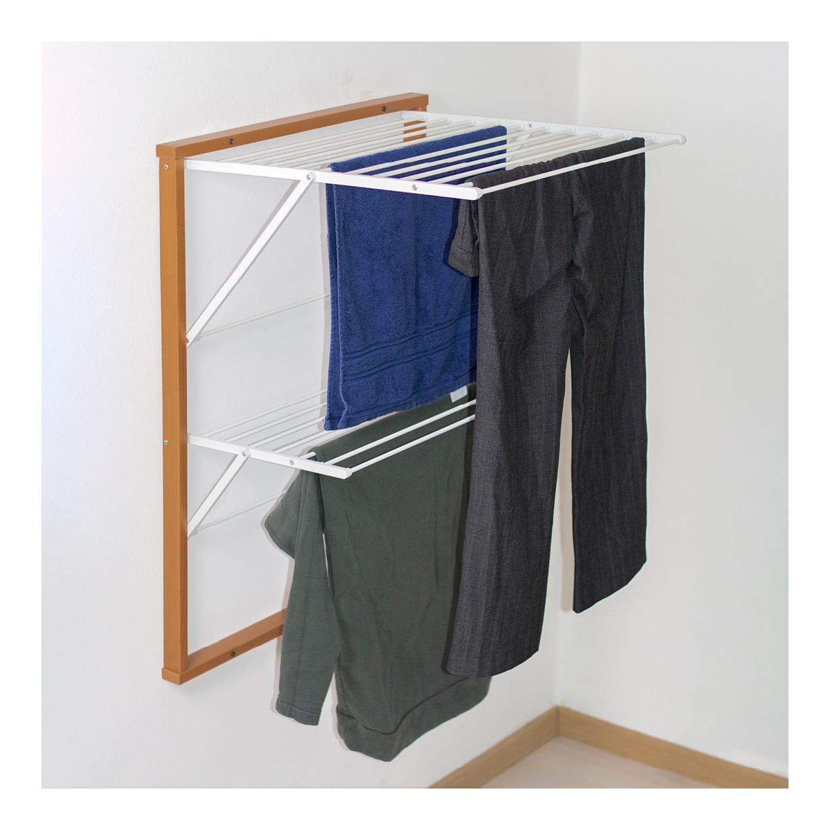 Arredamenti Italia Wandmontierter Kleiderständer, Holz, Kirsche, APERTO:P63 x L69 x H80 cm, CHI.: P3 x L69 x H95 cm