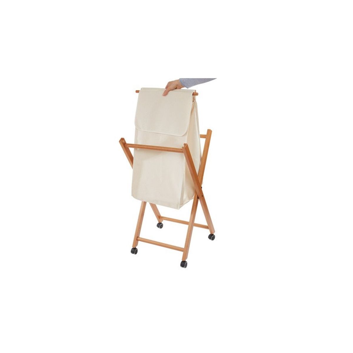 Arredamenti Italia Wäschesammler Banny, Holz - Faltbar - abnehmbare Tasche - Farbe:Kirsche