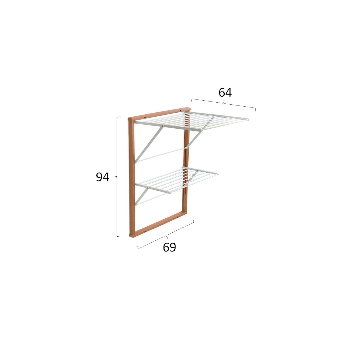 Arredamenti Italia Wandmontierter Kleiderständer, Holz, Kirsche, APERTO:P63 x L69 x H80 cm, CHI.: P3 x L69 x H95 cm