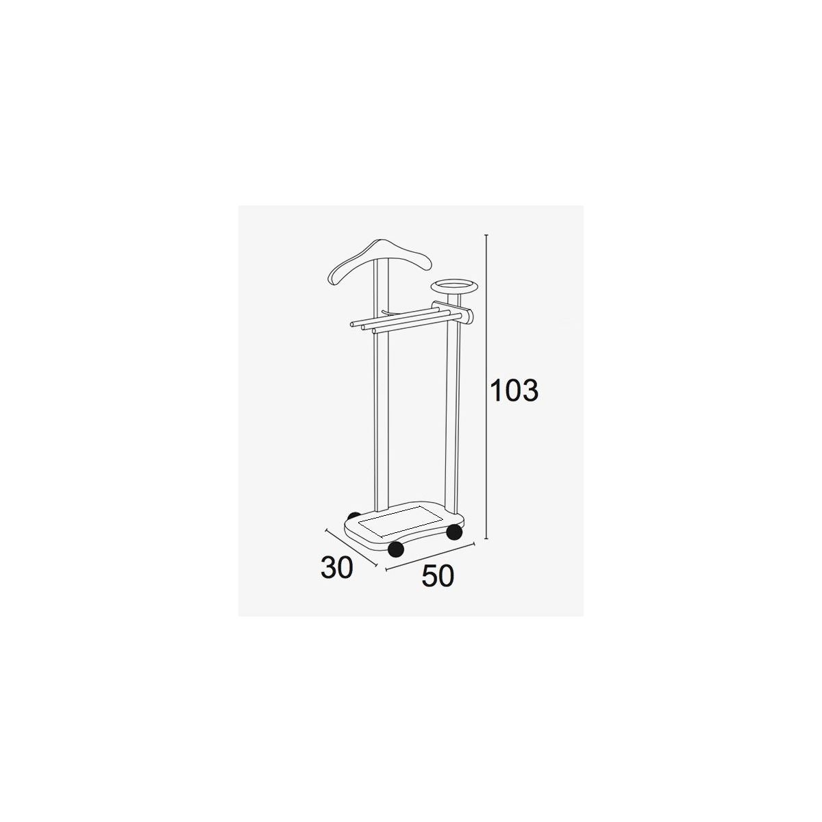 Arredamenti Italia ARREDAMENTIITALIA AR_IT 18 ANTIMO Stummer Diener Buche massiv/Holz Weiß 130 x 37 x 32 cm