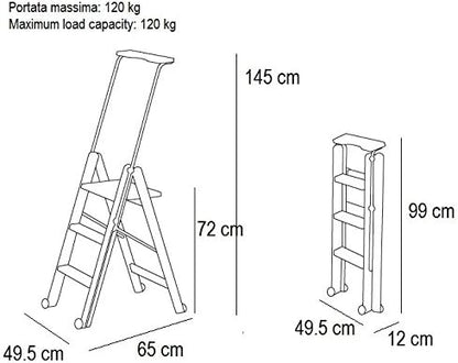 Arredamenti Italia Leiter 170/3 TUSCANIA; Holz - 3 Stufen - zusammenklappbar - mit Sicherheitssystem - Farbe: Kirsche Holz