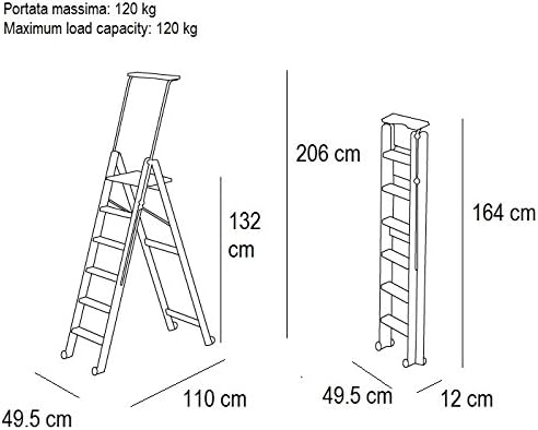 Arredamenti-Italia Trittleiter Tuscania – 6 Stufen 170/6 Kirschbaum-Finish