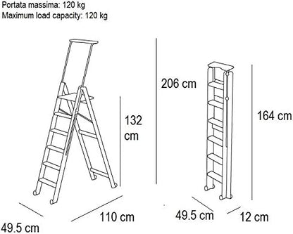 Arredamenti-Italia Trittleiter Tuscania – 6 Stufen 170/6 Kirschbaum-Finish