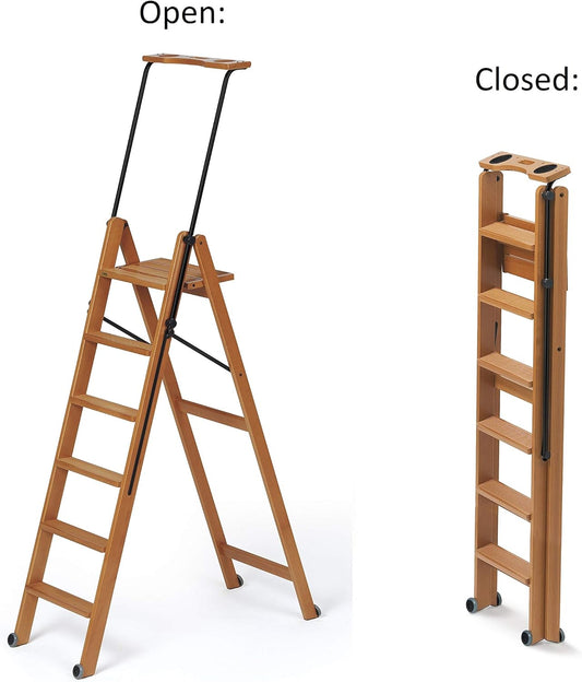 Arredamenti-Italia Trittleiter Tuscania – 6 Stufen 170/6 Kirschbaum-Finish