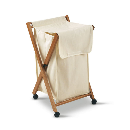 Arredamenti Italia Wäschesammler Banny, Holz - Faltbar - abnehmbare Tasche - Farbe:Kirsche