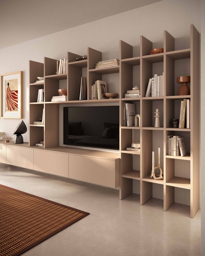 Wohnwand Volare von ARAN Cucine mit Regal und TV-Fach