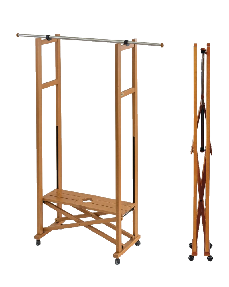 Faltgarderobe Elios, aufgeklappt und zusammengeklappt